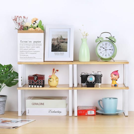 NEX™ White & Natural Bamboo Cabinet and Counter Shelf Organizer, 4ct.